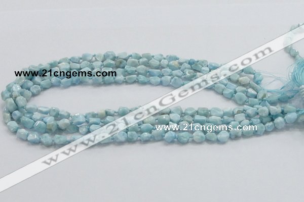 CLR25 15.5 inches 6*8mm nugget natural larimar gemstone chips beads