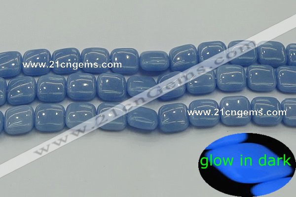 CLU153 15.5 inches 14*14mm square blue luminous stone beads