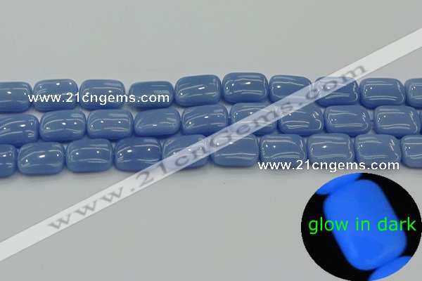 CLU162 15.5 inches 12*16mm rectangle blue luminous stone beads