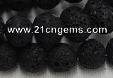 CLV216 15.5 inches 16mm round black natural lava beads wholesale