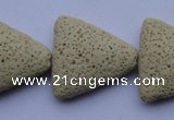 CLV23 15 inches 22*26mm triangle milk white natural lava beads wholesale