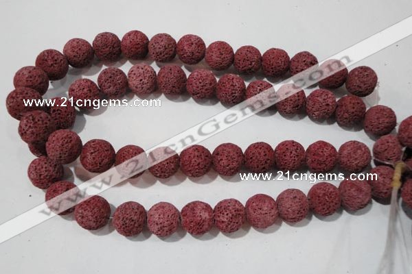 CLV472 15.5 inches 16mm round dyed red lava beads wholesale