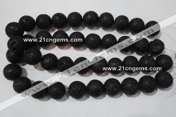 CLV490 15.5 inches 20mm round black lava beads wholesale