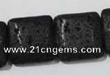 CLV496 15.5 inches 25*25mm square black lava beads wholesale