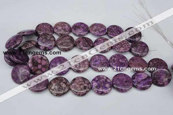 CMB32 15.5 inches 25mm flat round dyed natural medical stone beads