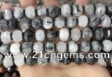 CME302 15.5 inches 8*11mm - 9*12mm pumpkin black rutilated quartz beads