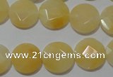 CME51 15.5 inches 15mm faceted coin yellow jade gemstone beads