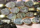 CME512 12 inches 18*28mm - 20*30mm flat teardrop bronze green stone beads
