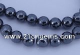CMH03 16 inches 6mm faceted round magnetic hematite beads