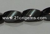 CMH153 15.5 inches 6*12mm twisted rice magnetic hematite beads