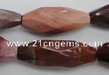 CMK132 15.5 inches 14*35mm faceted rice mookaite beads wholesale