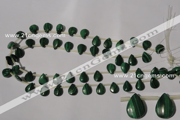 CMN320 Top-drilled 8*12mm flat teardrop natural malachite beads