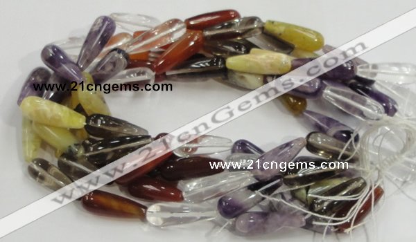 CMQ23 15.5 inches 10*30mm teardrop multicolor quartz beads