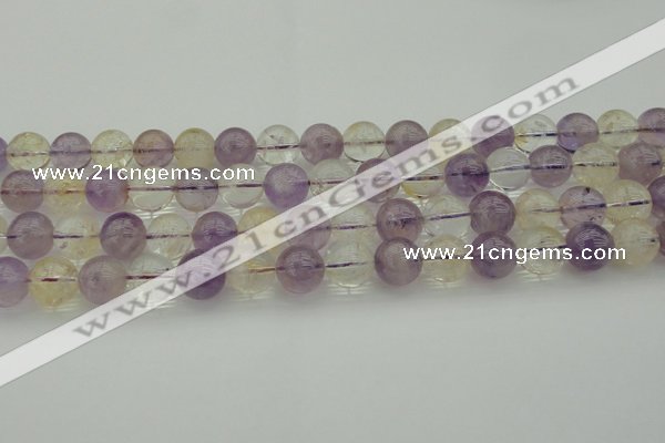 CMQ314 15.5 inches 12mm round citrine & amethyst beads wholesale