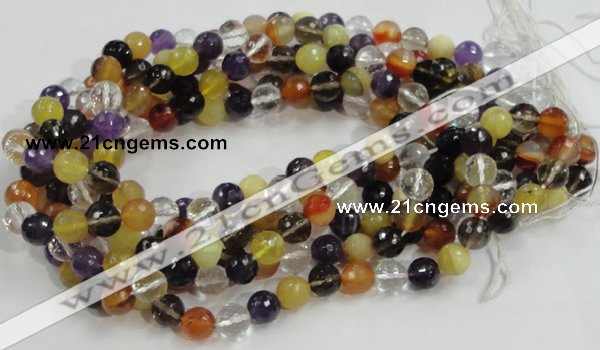 CMQ33 15.5 inches 10mm faceted round multicolor quartz beads
