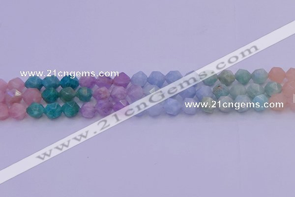 CMQ394 15.5 inches 12mm faceted nuggets mixed quartz beads