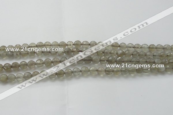 CMS1061 15.5 inches 8mm faceted round grey moonstone beads wholesale