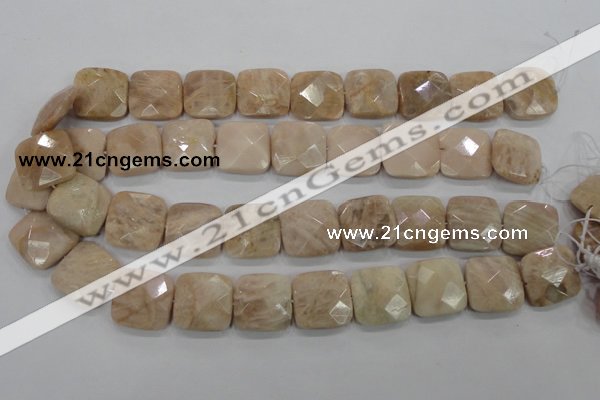 CMS110 15.5 inches 20*20mm faceted square moonstone gemstone beads