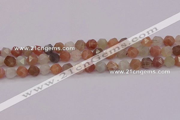 CMS1138 15.5 inches 10mm faceted nuggets rainbow moonstone beads