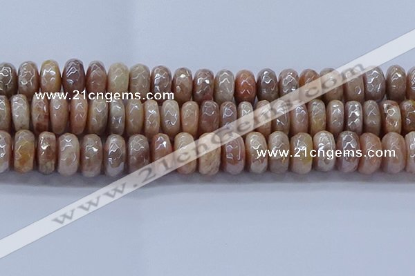 CMS1326 15.5 inches 8*16mm faceted rondelle AB-color moonstone beads
