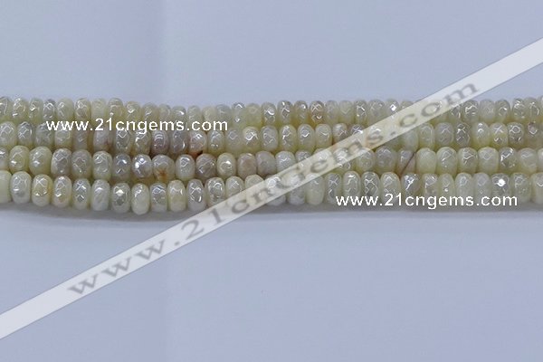 CMS1341 15.5 inches 4*6mm faceted rondelle AB-color white moonstone beads