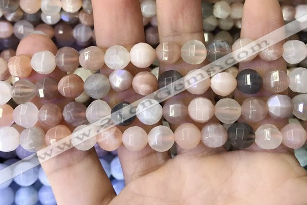 CMS1471 15.5 inches 8mm faceted round moonstone beads wholesale