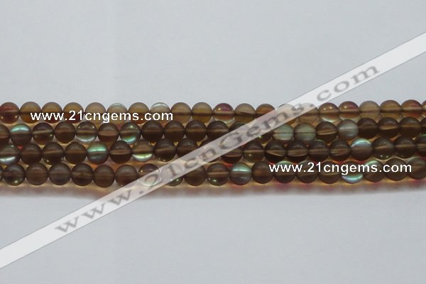 CMS1528 15.5 inches 10mm round matte synthetic moonstone beads