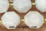 CMS2067 15 inches 9*10mm faceted white moonstone beads wholesale