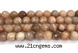 CMS2261 15 inches 12mm faceted round orange moonstone beads