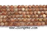 CMS2281 15 inches 8mm faceted round moonstone beads