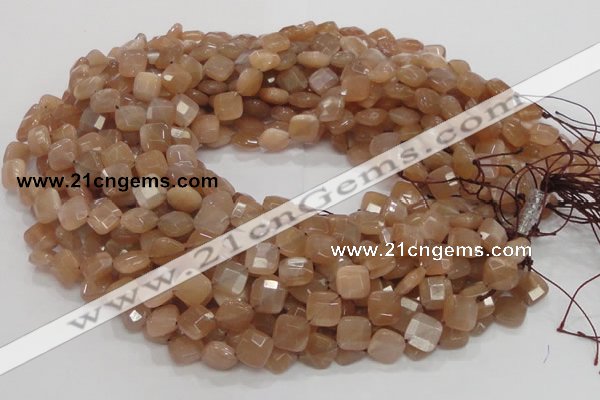 CMS41 15.5 inches 10*10mm faceted diamond moonstone gemstone beads