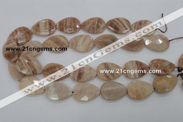 CMS56 15.5 inches 22*30mm faceted flat teardrop moonstone beads