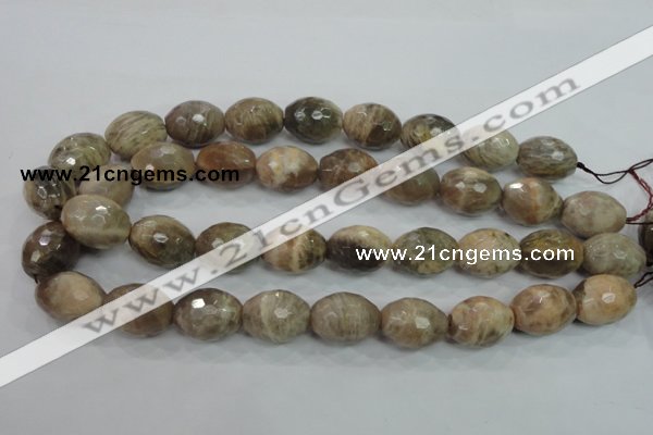 CMS94 15.5 inches 15*20mm faceted rice moonstone gemstone beads