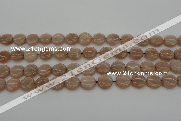 CMS957 15.5 inches 10mm flat round A grade moonstone beads