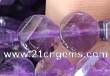 CNA1108 15.5 inches 8mm twisted & faceted coin amethyst beads