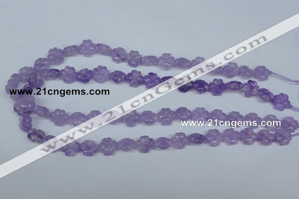 CNA434 15.5 inches 12mm carved flower natural lavender amethyst beads