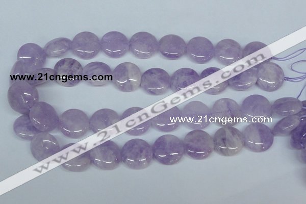 CNA436 15.5 inches 20mm flat round natural lavender amethyst beads