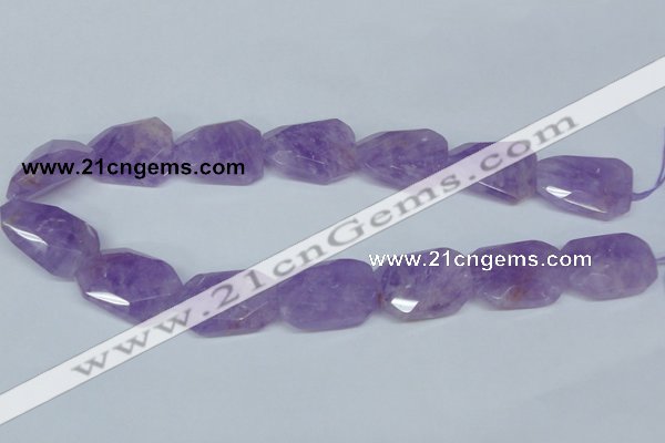 CNA464 22*30mm faceted & twisted rectangle natural lavender amethyst beads
