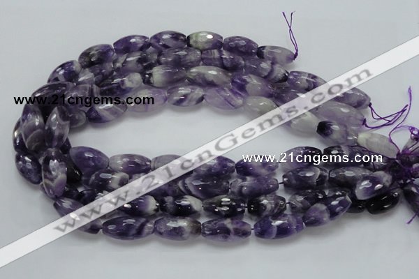 CNA53 15.5 inches 12*22mm faceted rice grade AB natural amethyst beads