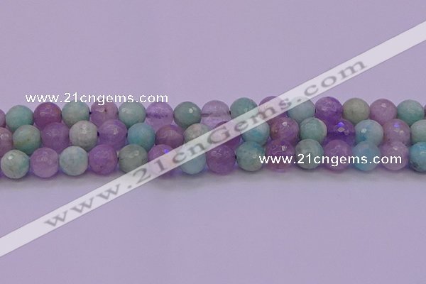 CNA684 15.5 inches 12mm faceted round lavender amethyst & amazonite beads