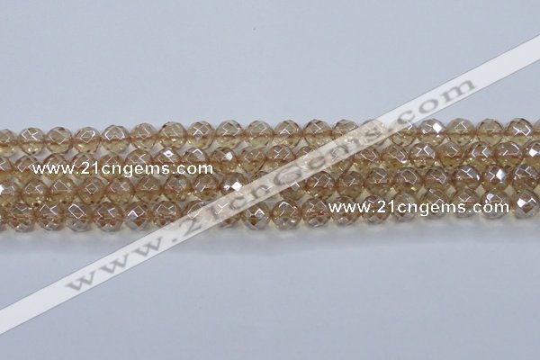 CNC520 15.5 inches 12mm faceted round dyed natural white crystal beads