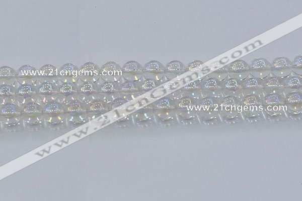 CNC573 15.5 inches 12mm round plated natural white crystal beads
