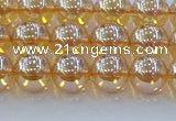 CNC577 15.5 inches 8mm round plated natural white crystal beads