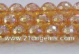 CNC615 15.5 inches 8mm faceted round plated natural white crystal beads