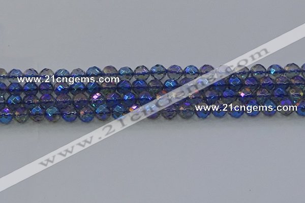 CNC633 15.5 inches 6mm faceted round plated natural white crystal beads