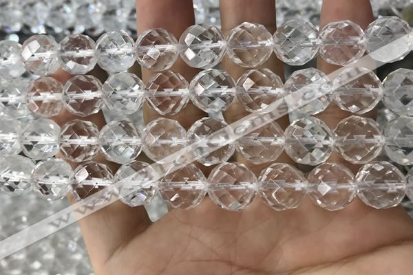 CNC707 15.5 inches 16mm faceted round white crystal beads
