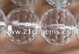 CNC717 15.5 inches 16mm faceted round white crystal beads