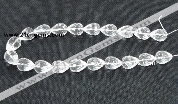 CNC73 7*10mm faceted teardrop grade A natural white crystal beads