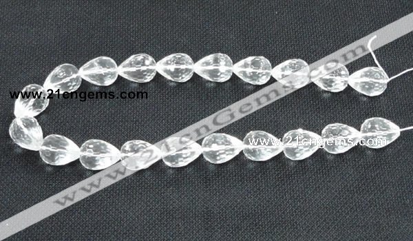 CNC76 12*16mm faceted teardrop grade A natural white crystal beads