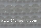 CNC82 15.5 inches 8mm carved round matte white crystal beads